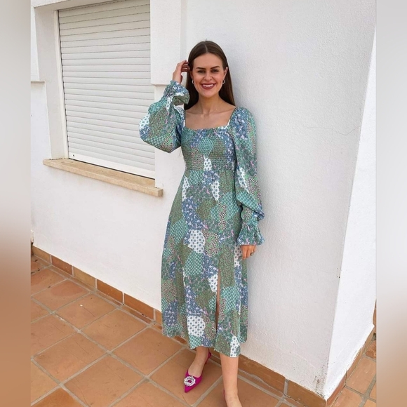 KITRI Jolene Mixed Floral Print Shirred Dress  - Picture 2 of 12